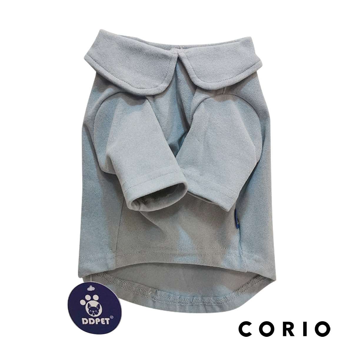 丸えりのロングTシャツ ブルー